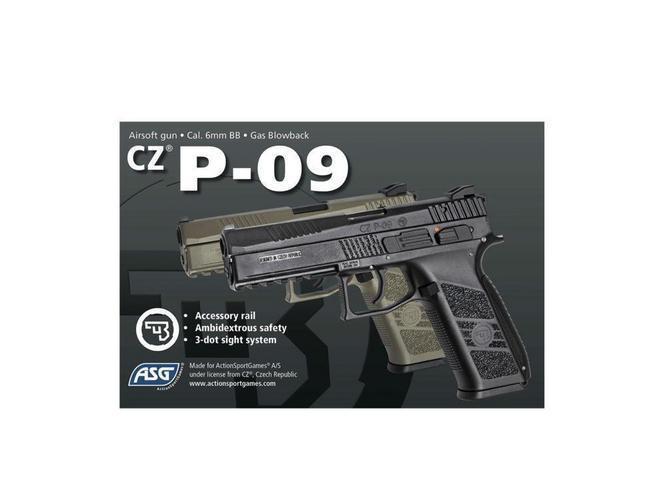 CZ P-09 GBB gas pistol (composite slide) - black