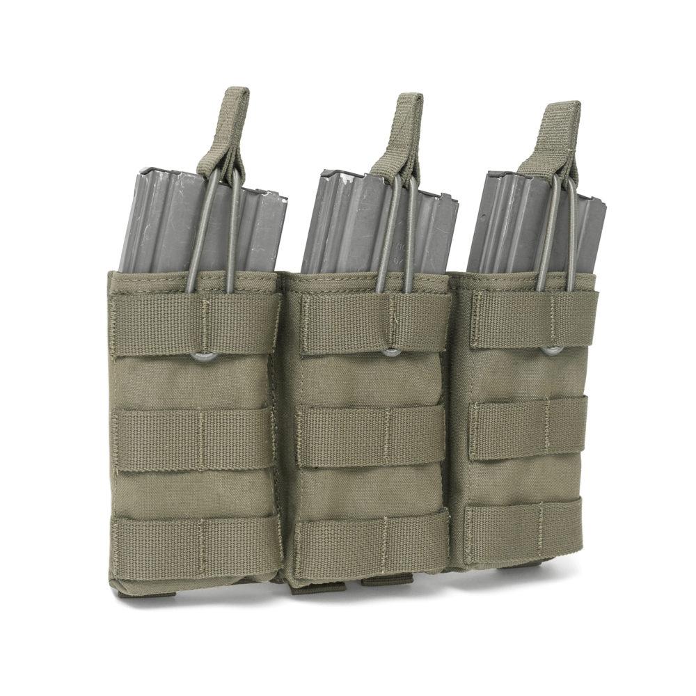 AK 7.62mm open top magazine pouch for three magazines - Ranger green