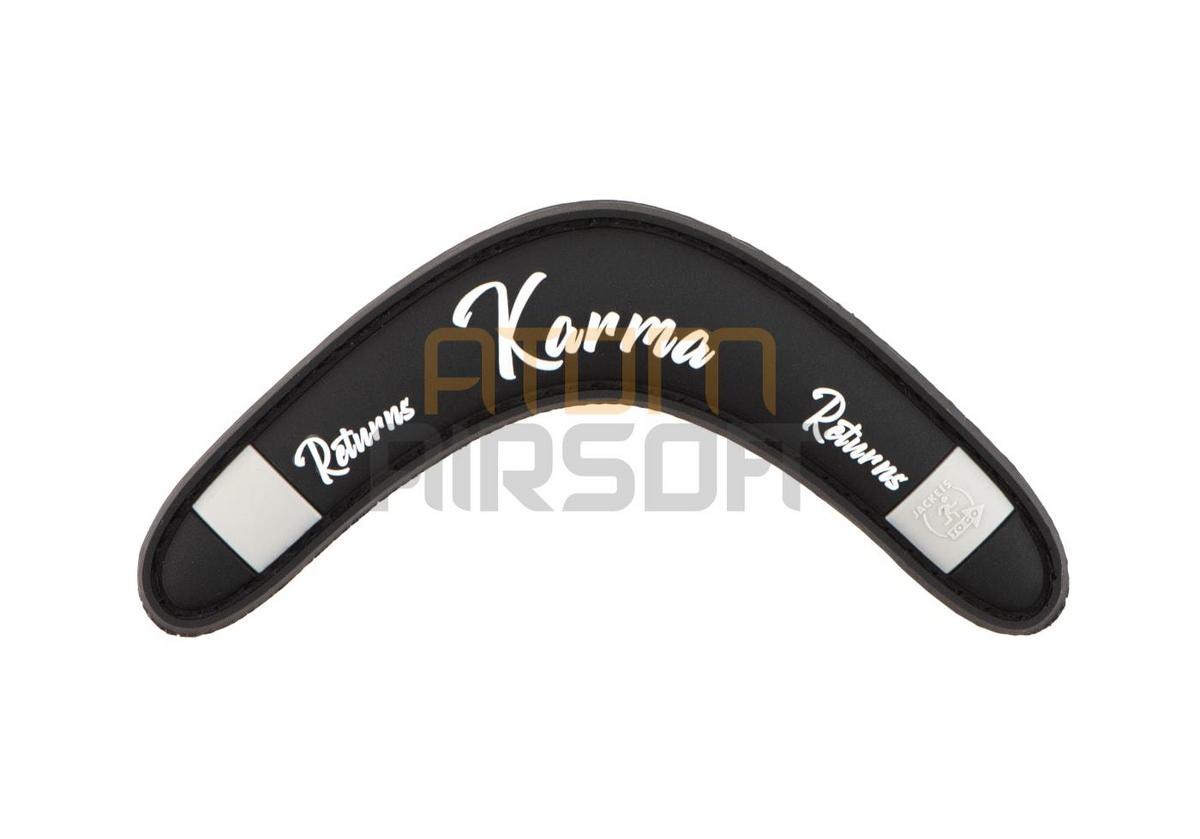"Karma Returns Rubber Patch" PVC velcro patch - Black