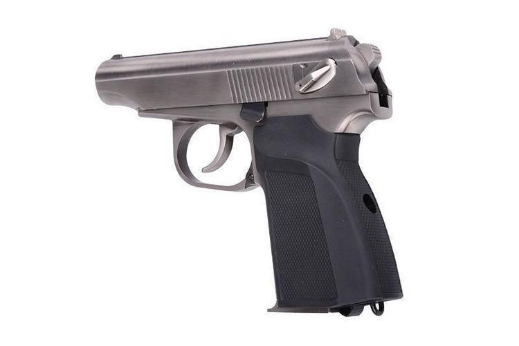 Makarov 654K with silencer, GBB - silver