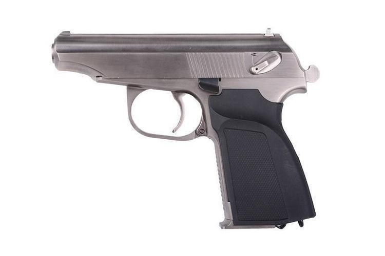 Makarov 654K with silencer, GBB - silver