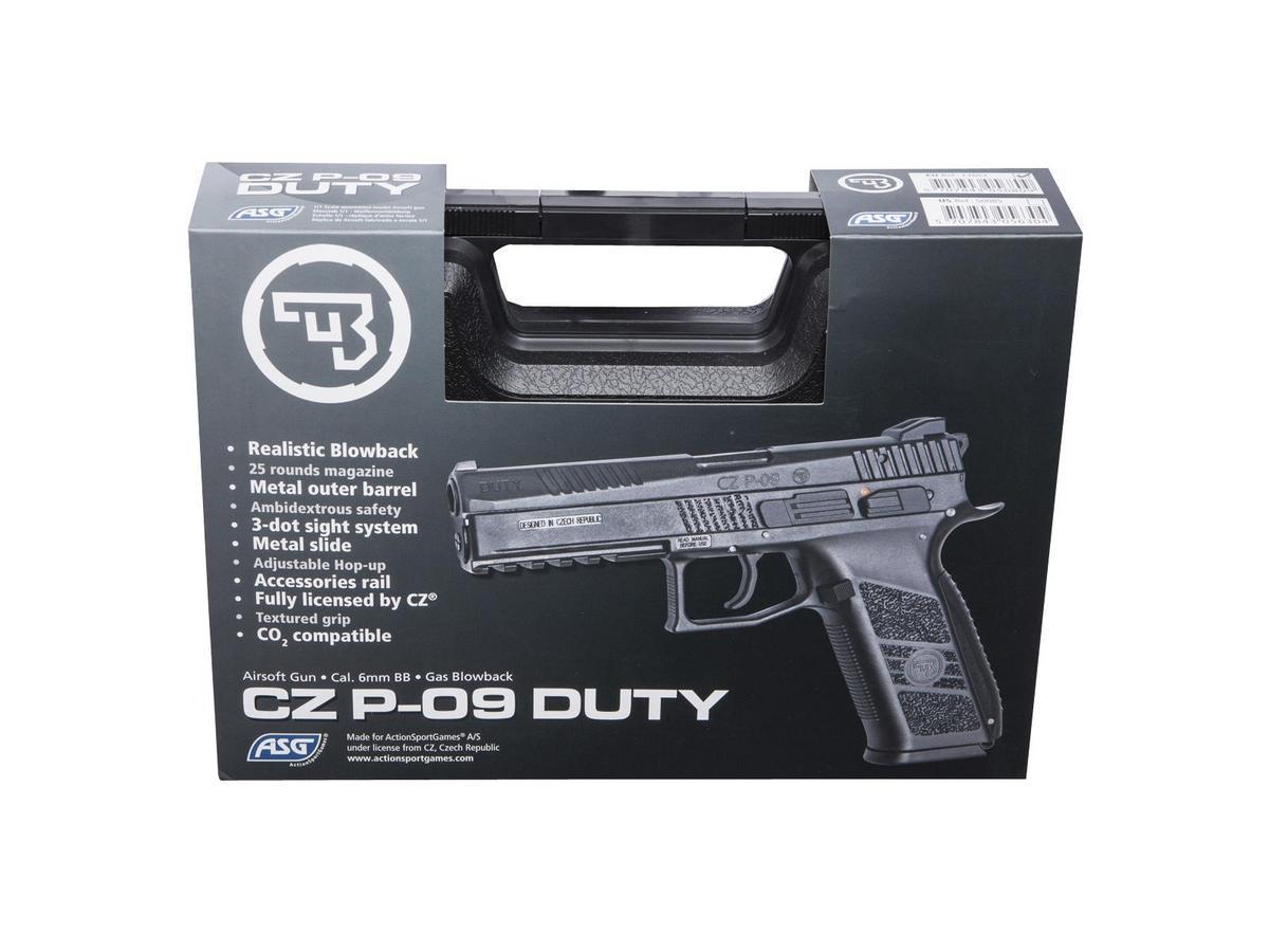 CZ P-09 GBB kaasupistooli + salkku (metalliluisti) – musta