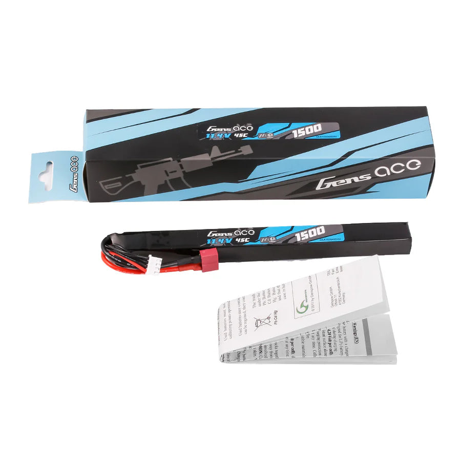 Ace LiPo battery 11.4V HV 1500mAh 3S/45C, T-plug/Deans