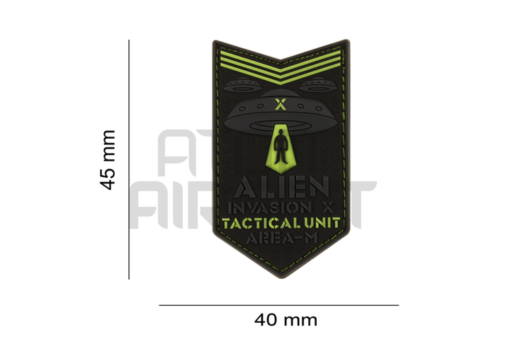 "Alien Invasion Tactical Unit" PVC velcro badge - glow in the dark