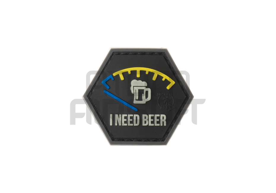 "I need beer" PVC velcro label