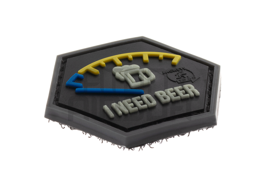 "I need beer" PVC velcro label
