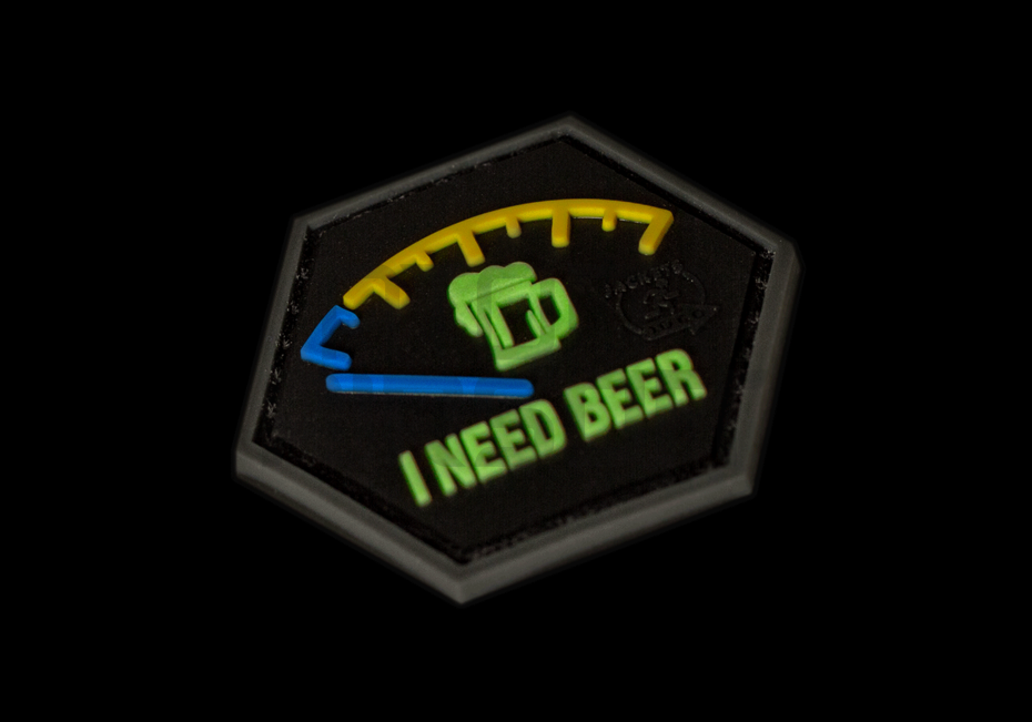 "I need beer" PVC velcro label