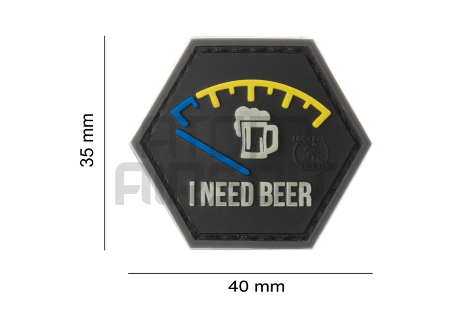 "I need beer" PVC velcro label