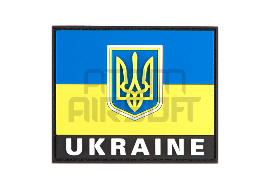 Ukrainan lippu "Ukraine" tekstillä