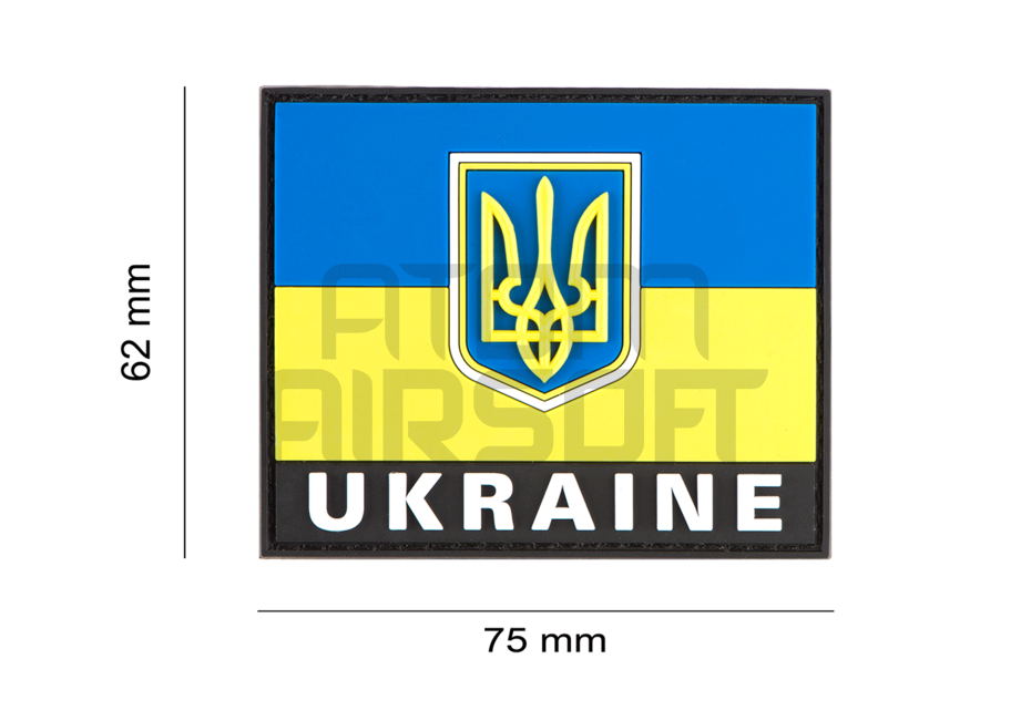 Ukrainian flag with "Ukraine" text