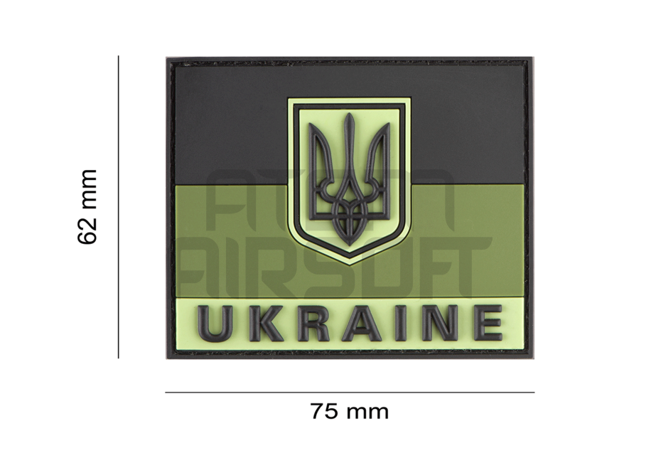 Ukrainian flag with "Ukraine" text - forest