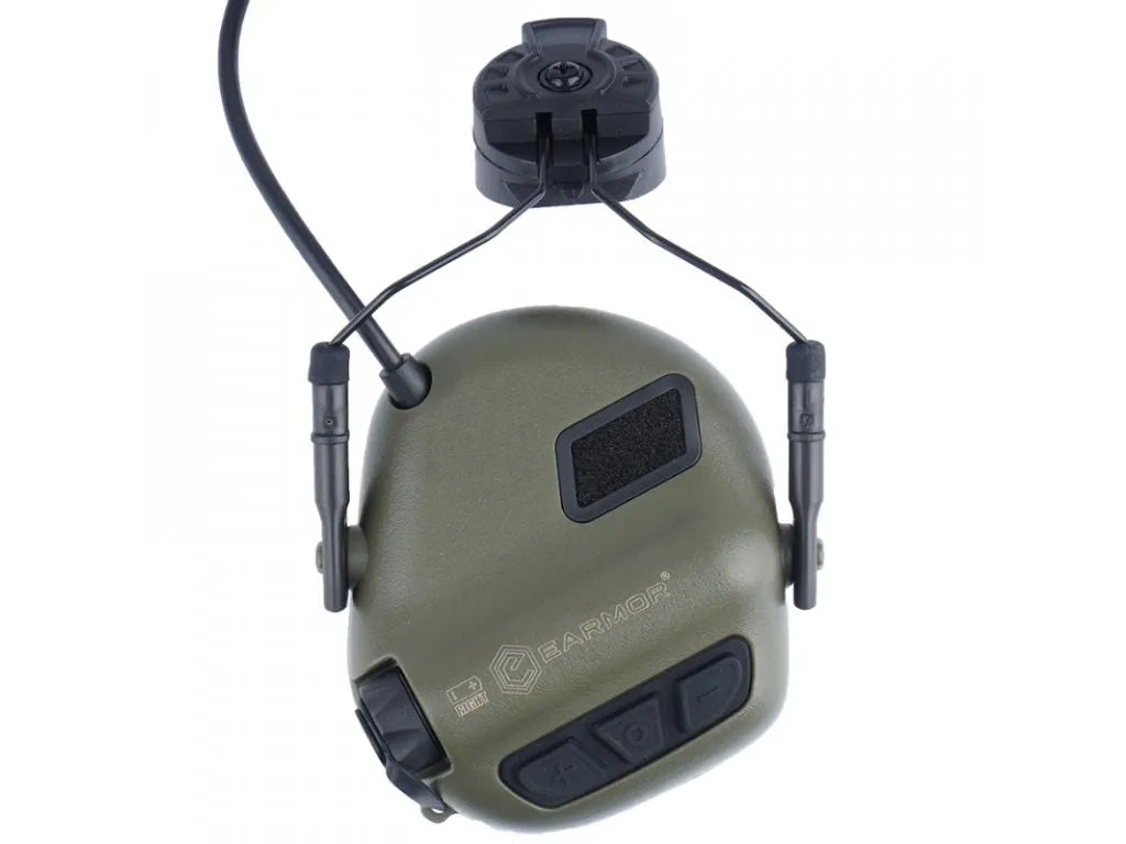 M32H PLUS active hearing protectors with speech microphone ARC helmet mount - Foliage Green