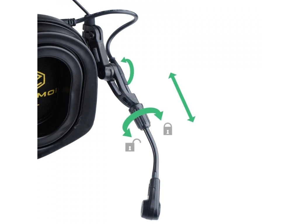 M32H PLUS active hearing protectors with speech microphone ARC helmet mount - black