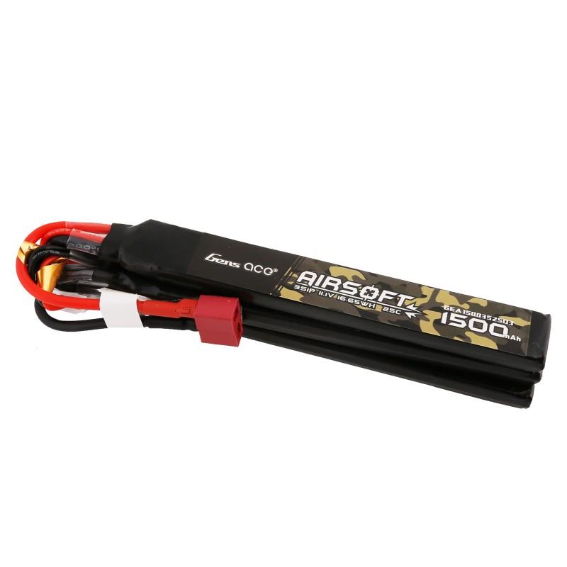 Ace LiPo battery 11.1V 1500mAh 3S/25C nun-chuck, T-plug/Deans