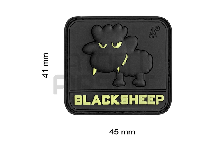 "Little Black Sheep" PVC velcro badge - glow in the dark