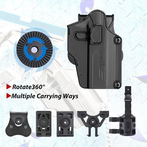 Per-Fit hard plastic universal pistol holster for left-handed users