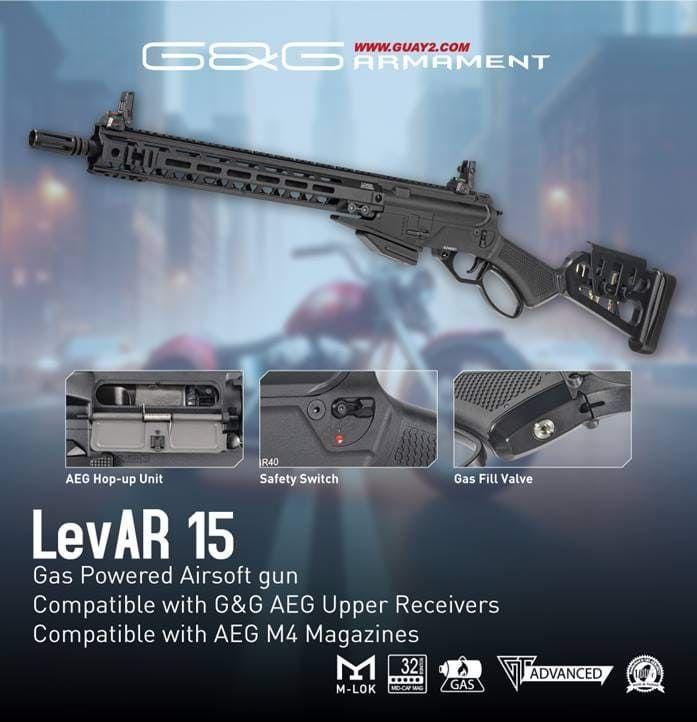 LevAR 15" gas-operated lever-action airsoft rifle