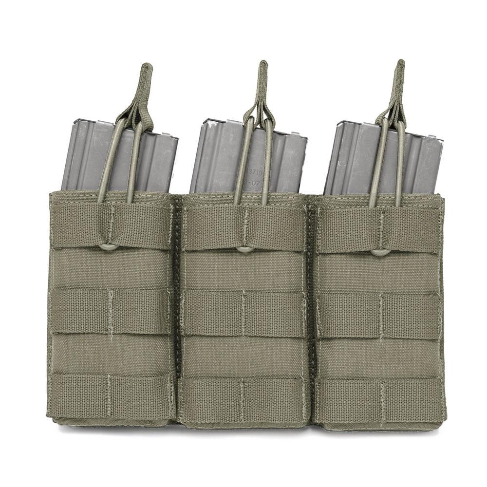 AK 7.62mm open top magazine pouch for three magazines - Ranger green