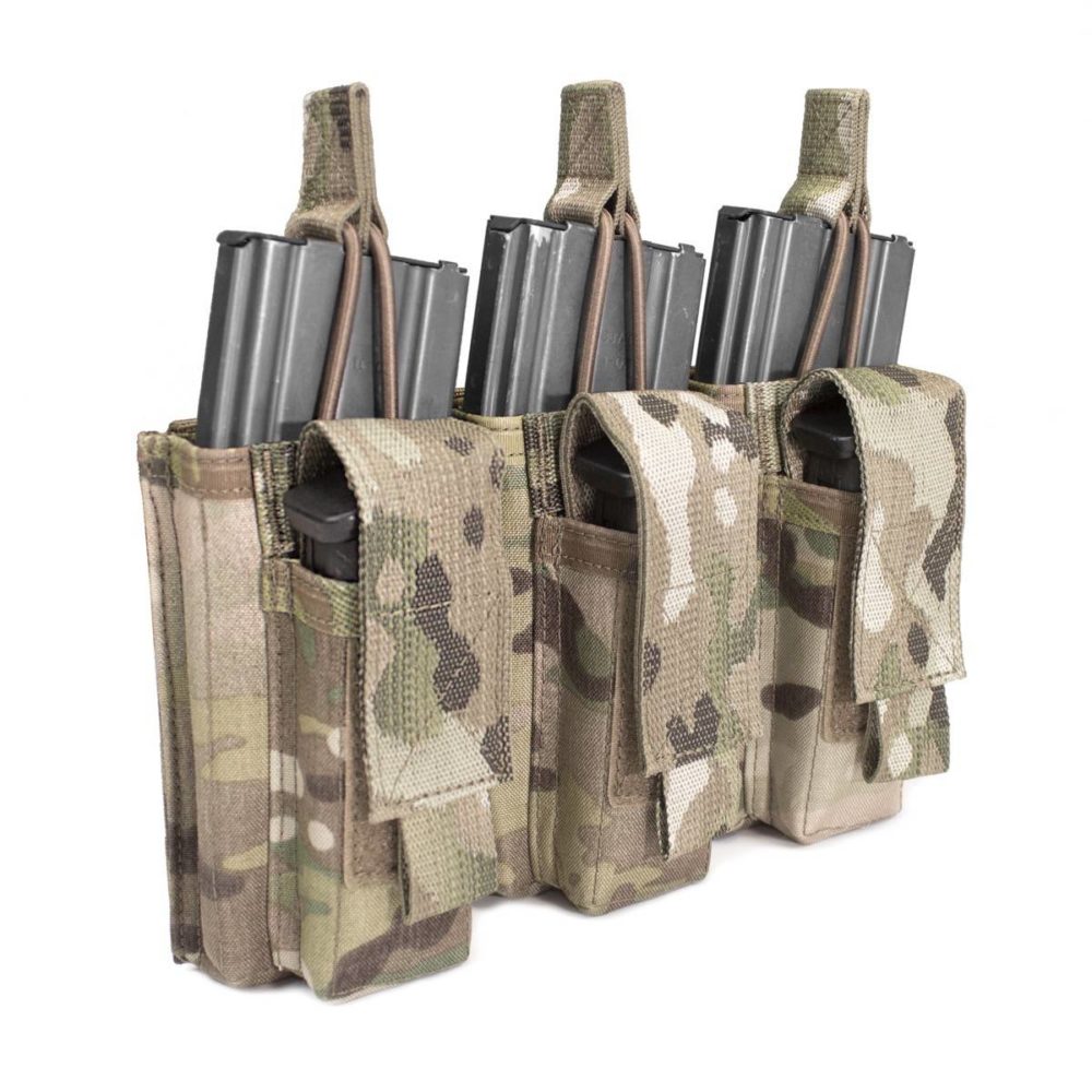 Open 5.56mm Triple Magazine Pouch with Pistol Magazine Pockets - MultiCam