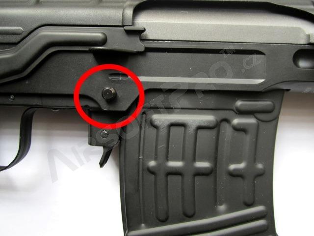 SVD trigger mechanism locking pin